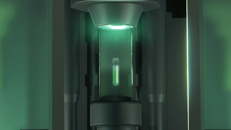 Image from Invincible series showing a new iteration of the Scourge virus in a vial.