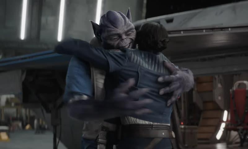 Ezra Bridger and Zeb hug each other in Ahsoka Season 2.