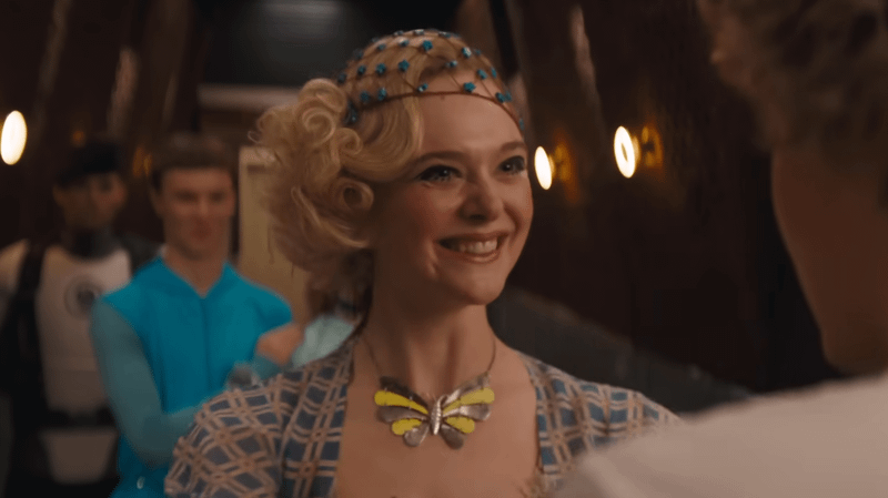 Elle Fanning as Effie Trinket in The Hunger Games: Sunrise on the Reaping 