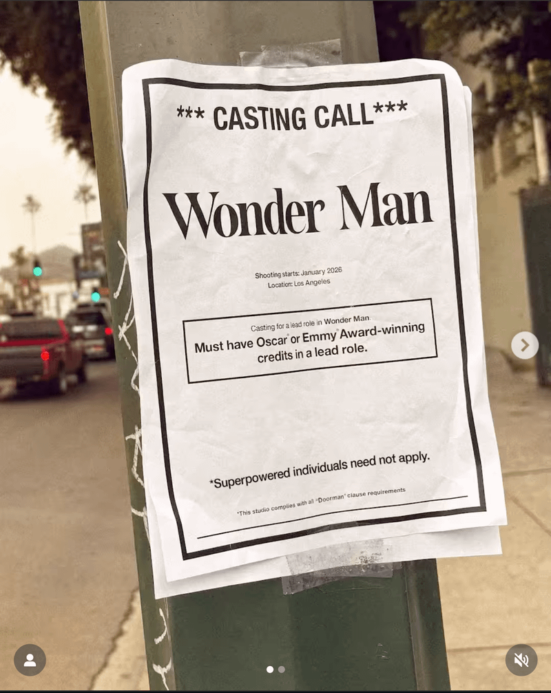Wonder Man Casting Call Poster