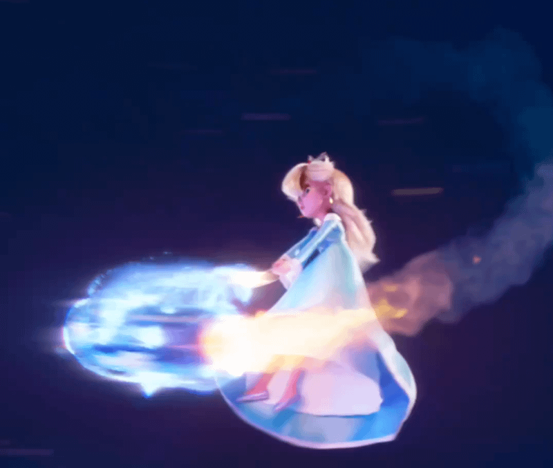 Rosalina using her gravitional pull powers in Mario Galaxy Movie.