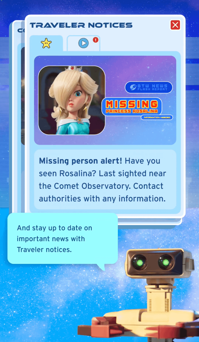 Rosalina missing notice.