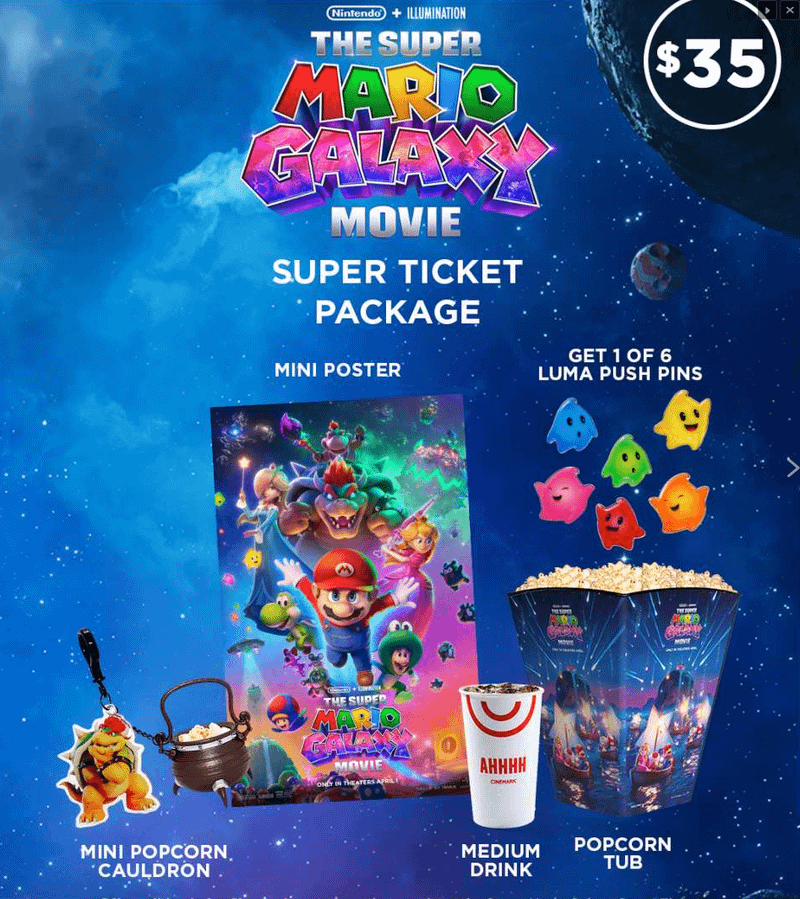 Super Mario Galaxy Movie Super Ticket Package 