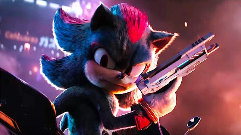 Shadow the Hedgehog holding a gun in Sonic the Hedgehog 3