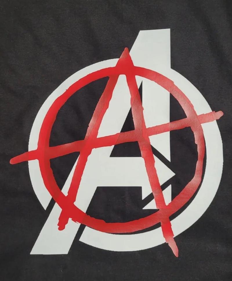 Avengers logo with an anarchic A on top of it