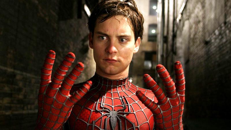 Tobey Maguire as Spider-Man without his mask on in Spider-Man 2