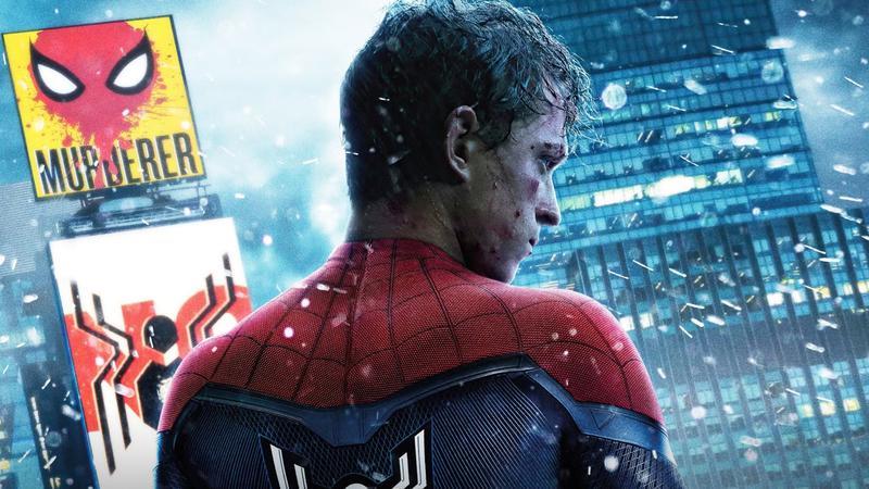 Tom Holland Crying in the rain on the Spider-Man: No Way Home poster