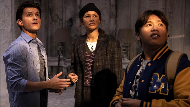 Tom Holland, Zendaya, and Jacob Batalon as Peter Parker, MJ, and Ned in Spider-Man: No Way Home