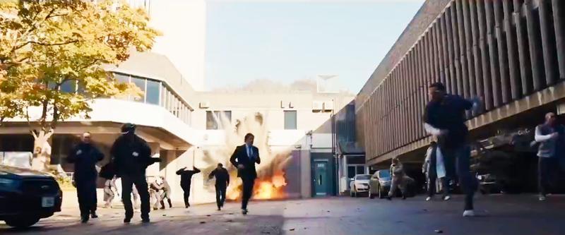 Spider-Man Brand New Day Trailer explosion at a prison with people running.