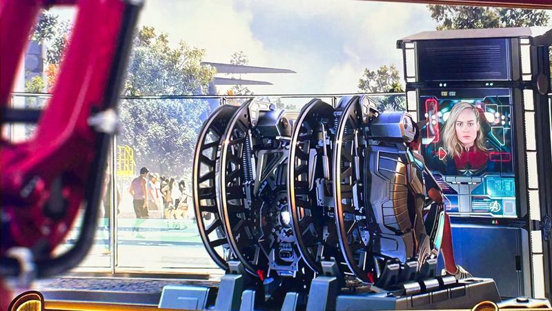 Brie Larson as Captain Marvel in Stark Flight Lab announcement.
