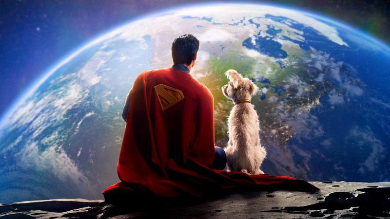 Superman and Krypto sitting on the Moon in Superman