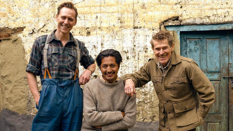 Genden Phuntsok's Tenzing, Tom Hiddleston's Ed Hillary, and Willem Dafoe's John Hunt on Mount Everest.