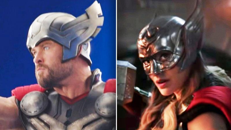 Chris Hemsworth Thor helmet in Avengers Infinity Defense vs Jane Foster Thor.