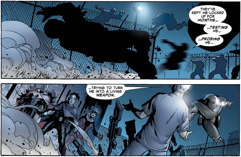 Tommy Maximoff explaining to the Young Avengers how he was being turned into a weapon.