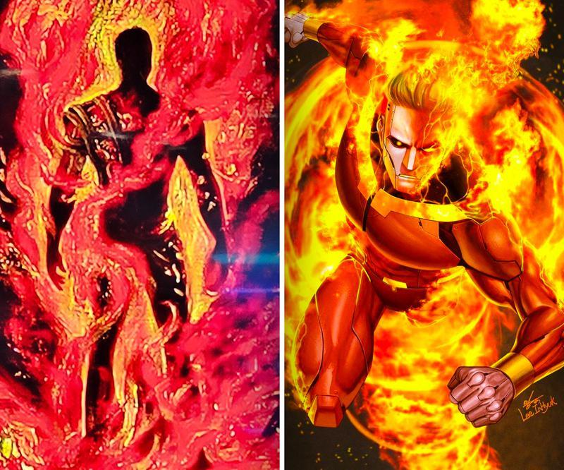 Human Torch in VisionQuest vs. Marvel Comics.