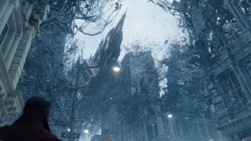 An incursion destroying a reality in Doctor Strange in the Multiverse of Madness.