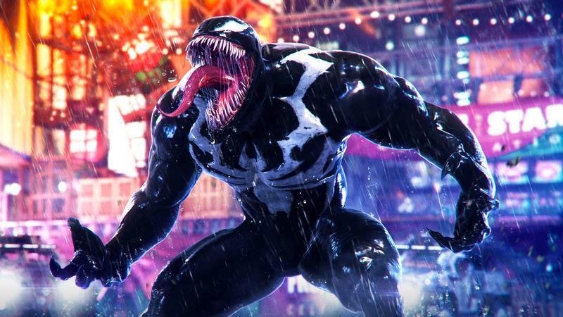 Venom screaming in the rain in Marvel's Spider-Man 2