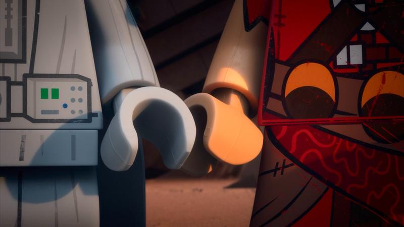 Anakin and Padme holding hands in LEGO Star Wars: Rebuild the Galaxy: Pieces of the Past