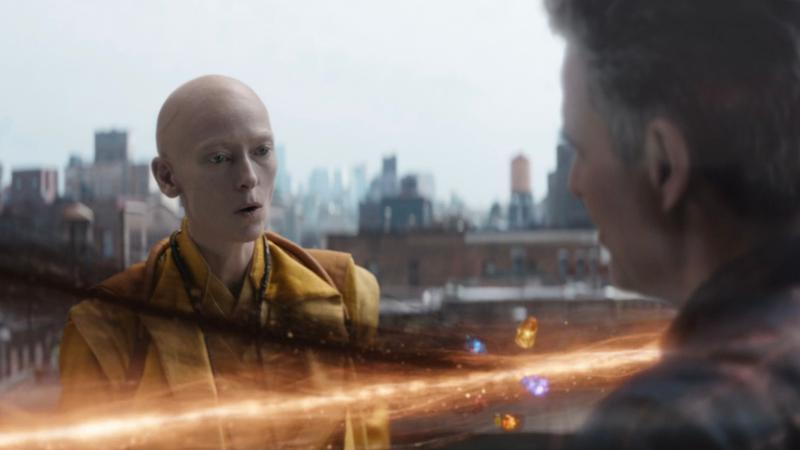 Tilda Swinton as the Ancient One and Mark Ruffalo as Bruce Banner in Avengers: Endgame