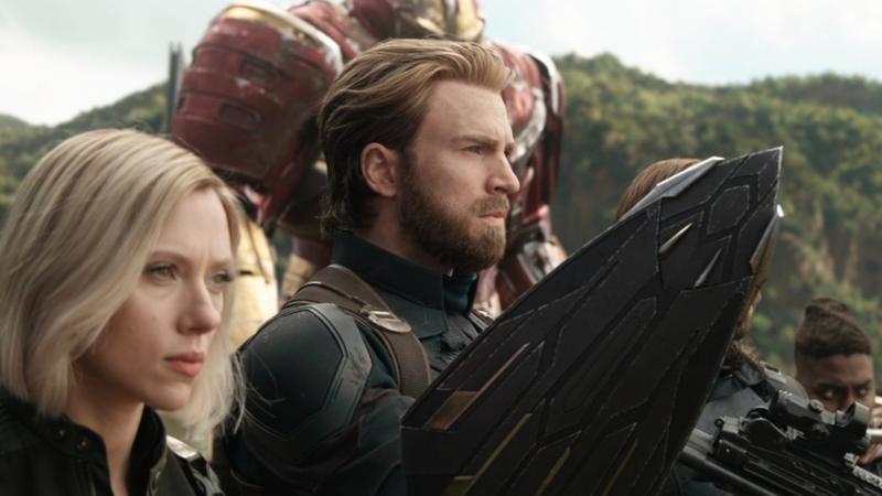 Scarlett Johansson as Black Widow, Chris Evans as Steve Rogers/Captain America in Avengers: Infinity War