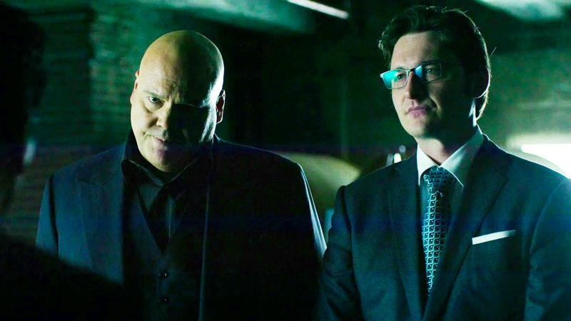 Wesley and Kingpin in Daredevil Season 1 in suits car park.