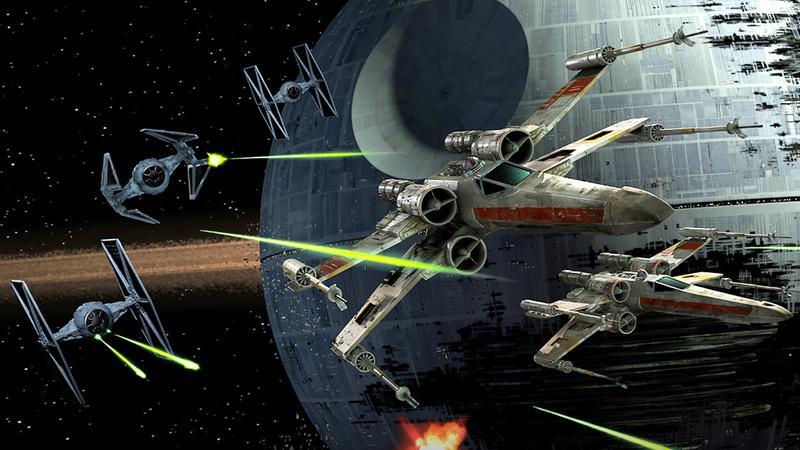 X-Wings fighting some TIE Fighters in Star Wars: Battle For Endor