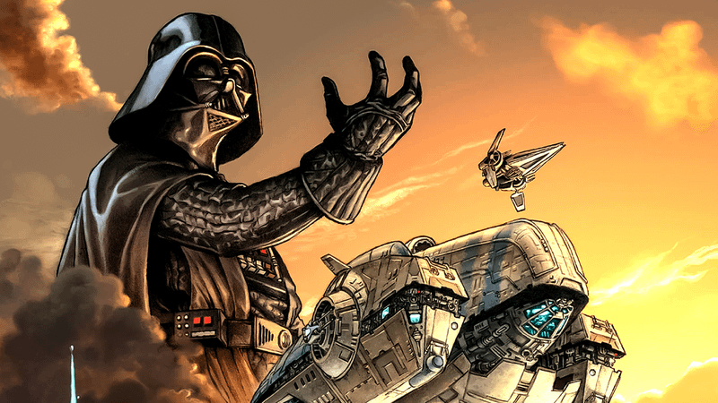 Darth Vader with his hand out.