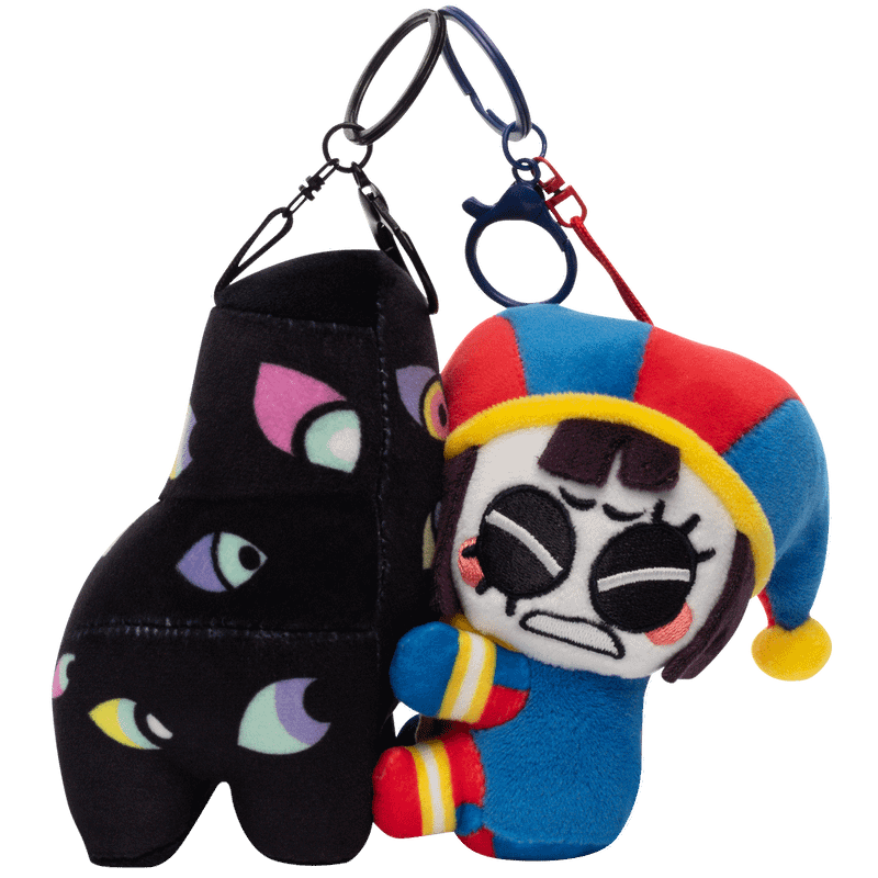 Amazing Digital Circus Pomni and Abstraction keychain merchandise.