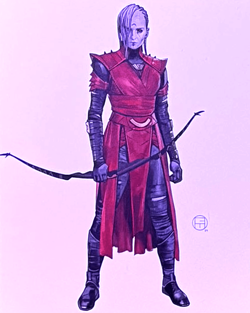 Nightsister with braids holding a bow.