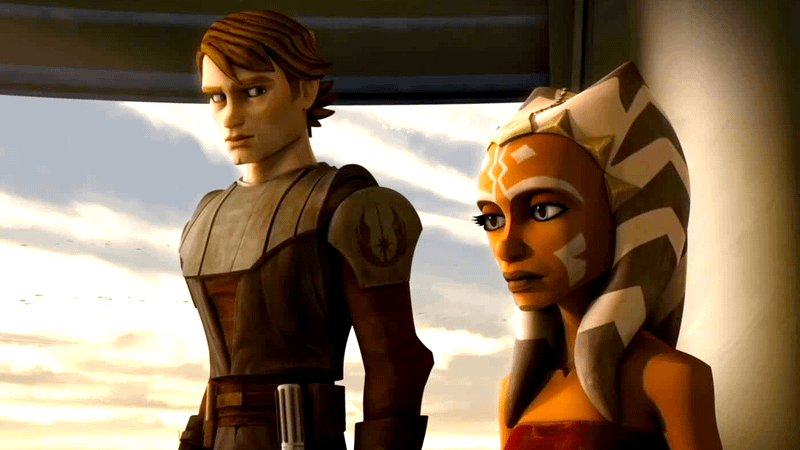 Anakin Skywalker and Ahsoka Tano in The Clone Wars.