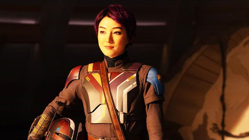 Natasha Liu Bordizzo as Sabine Wren in the Star Wars series Ahsoka.