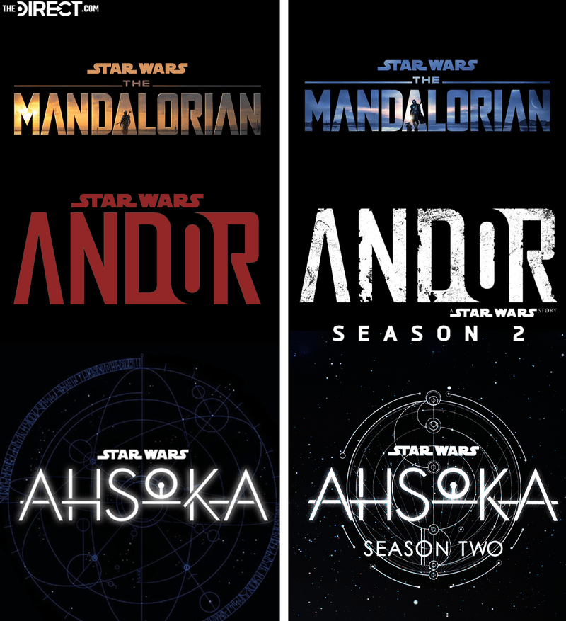 All the logos from Disney+ Star Wars shows with multiple seasons.