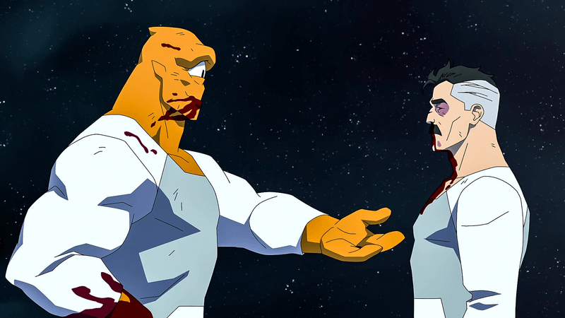 Allen the Alien and Omni-Man in 'Invincible.'