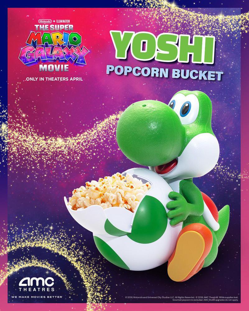 Yoshi popcorn bucket from 'The Super Mario Galaxy Movie.'