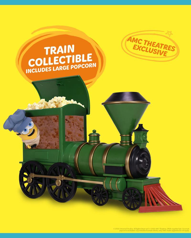Train collectible popcorn bucket for 'Minions & Monsters.'