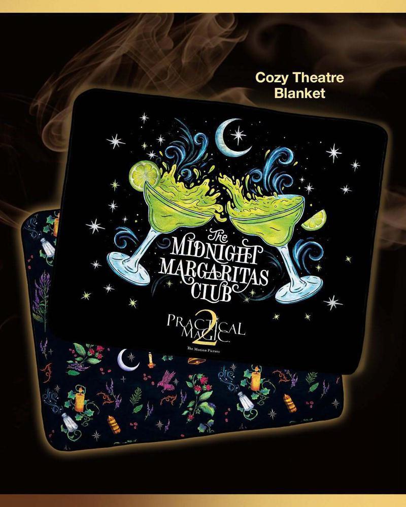 AMC ad for theatre blanket with margarita glasses design for Practical Magic 2.