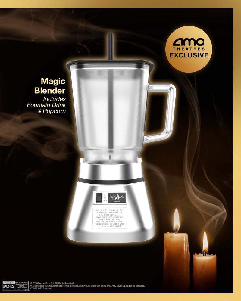 AMC ad for magic blender popcorn bucket for Practical Magic 2.
