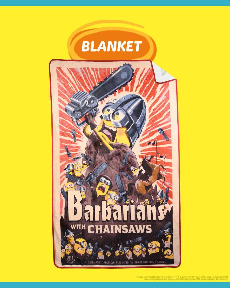 Barbarians with Chainsaws blanket for 'Minions & Monsters.'