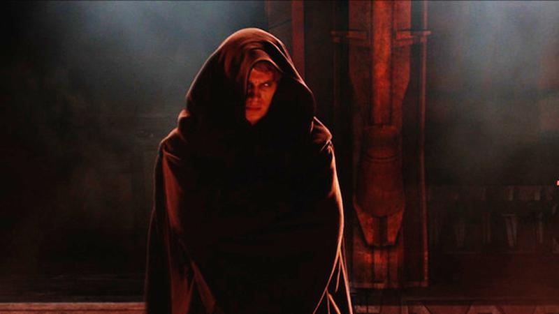 Anakin with his hood up on Mustafar.