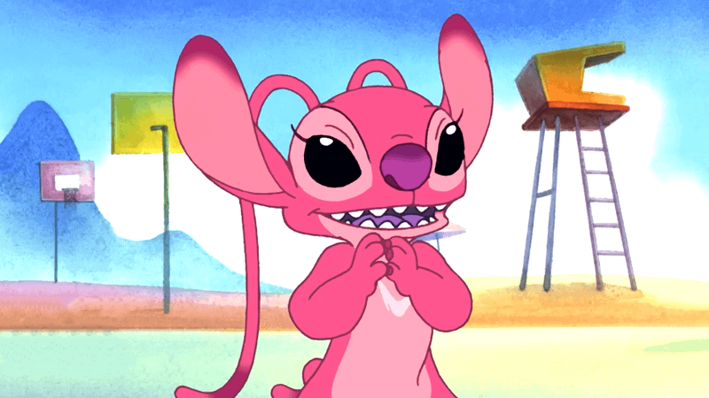 Angel at the beach in Lilo and Stitch.