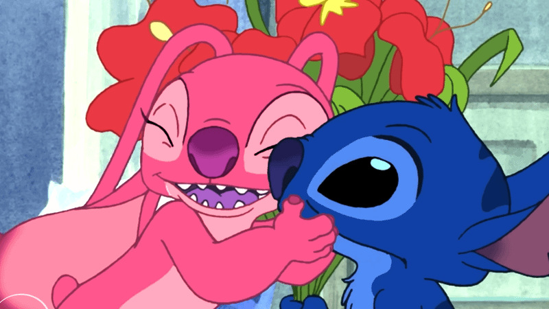 Angel and Stitch cute moment.