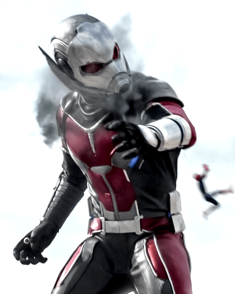 Ant-Man as Giant-Man in Captain America: Civil War as he swats at Spider-Man.