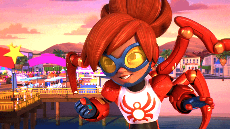 Anya Corazon using her spider legs in Iron man and his Awesome Friends