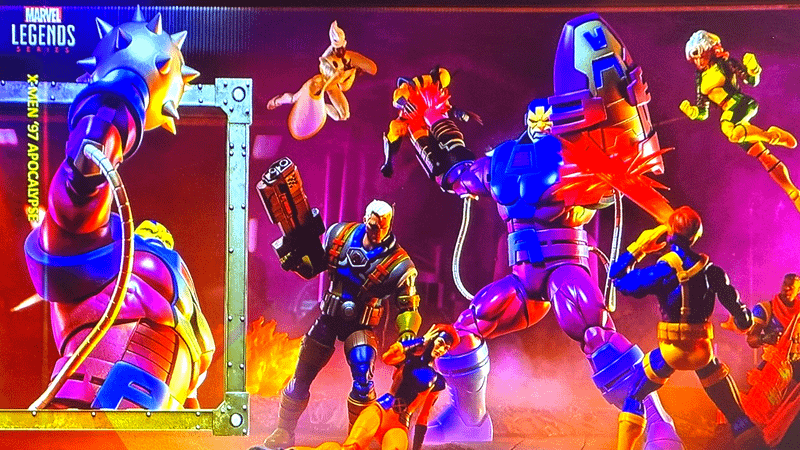 Cable, Jean Grey, Storm, Wolverine, Rogue, Cyclops, and Apocalypse Marvel Legends figurines