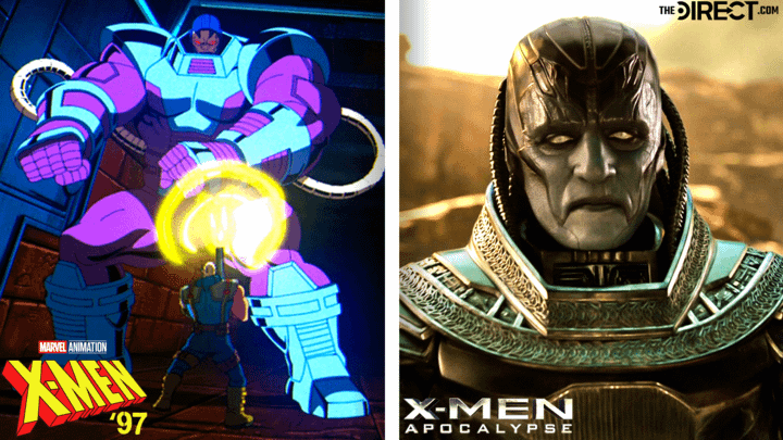 Apocalypse in X-Men '97 Season 1 on the left and Apocalypse from X-Men: Apocalypse on the right.