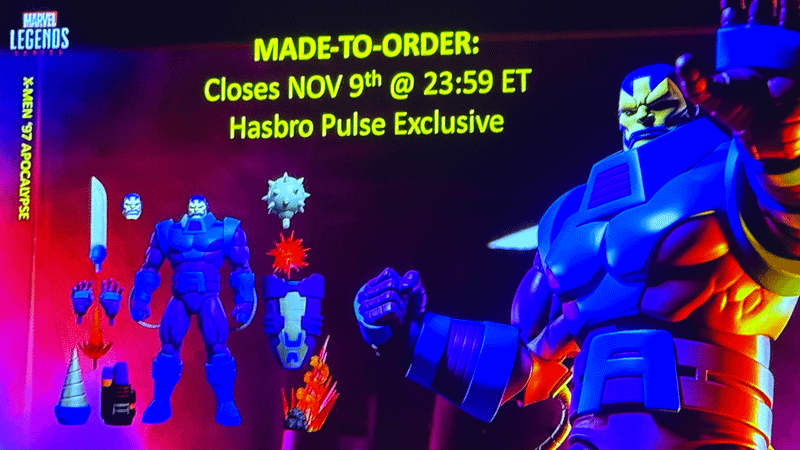 Hasbro Pulse Exclusive event ad with Apocalype Marvel Legends figure