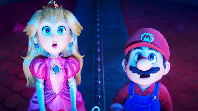 Princess Peach and Mario in The Super Mario Galaxy Movie.