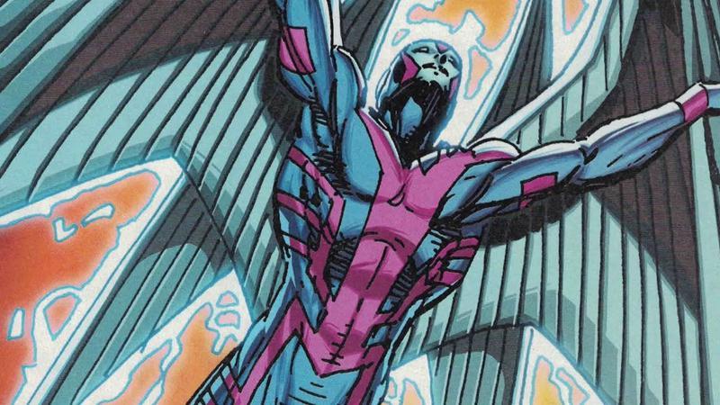 Archangel flying in Marvel Comics.