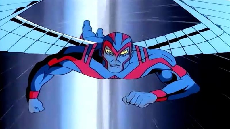 Archangel flying in X-Men: The Animated Series.