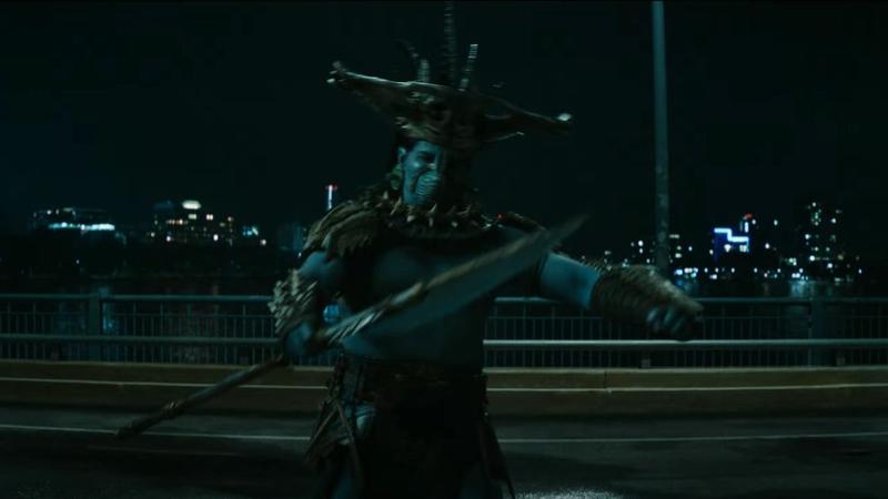 Attuma using a staff in Black Panther: Wakanda Forever.